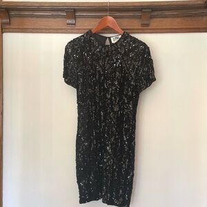 Silk Sequin Dress - vintage little black dress